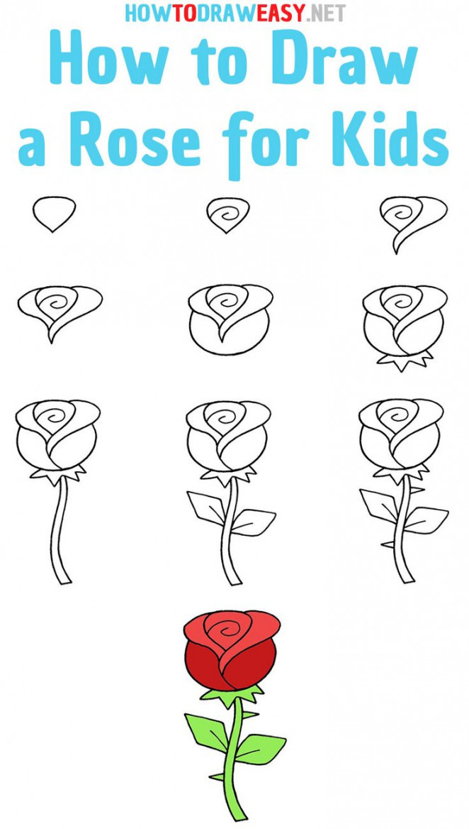 How to Draw a Rose for Kids step by step  Drawing images for kids