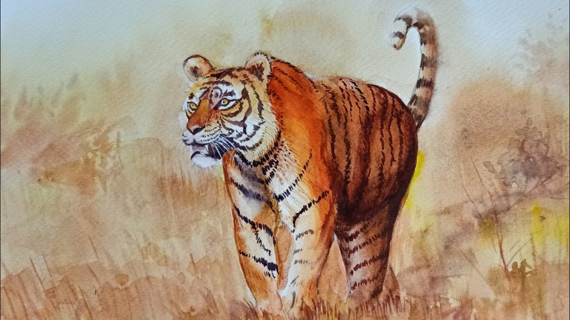 How to draw a royal Bengal Tiger with watercolor