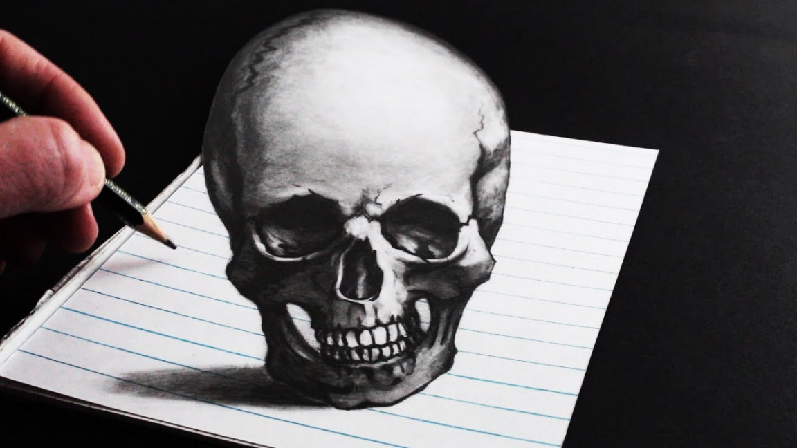 How to Draw a Skull D Optical Illusion