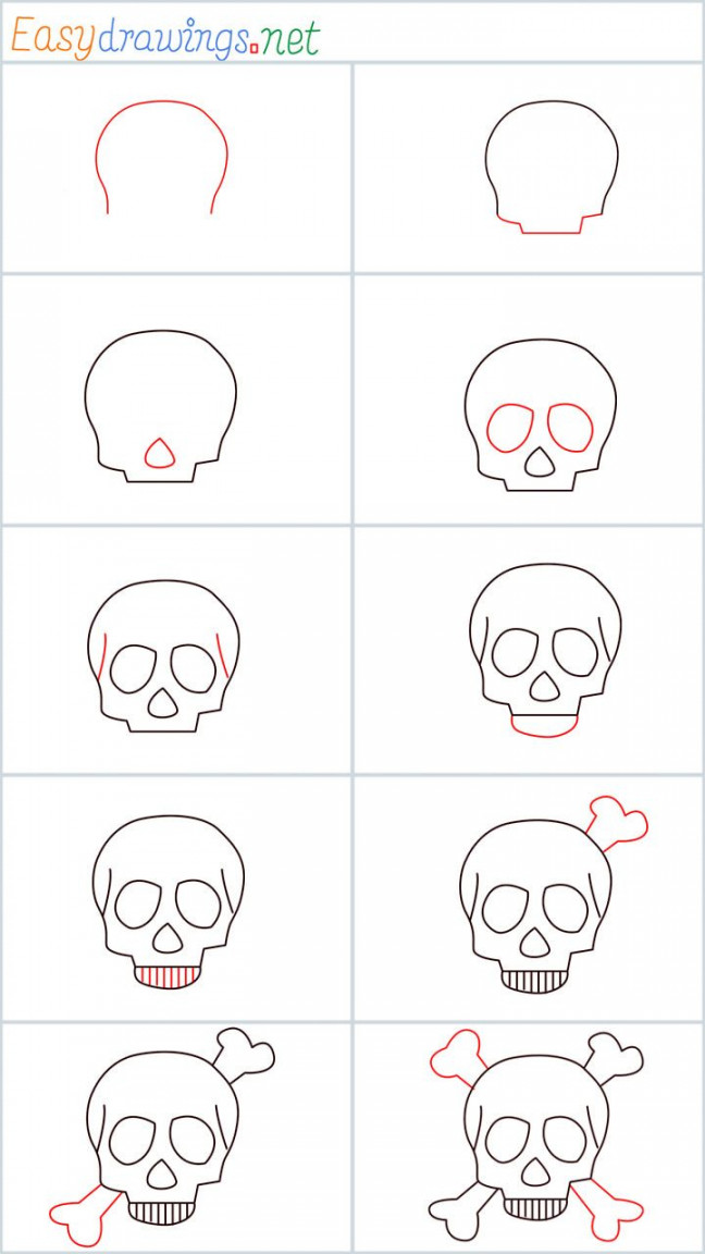 How to draw a Skull step by step - [ Easy Phase]  Easy skull