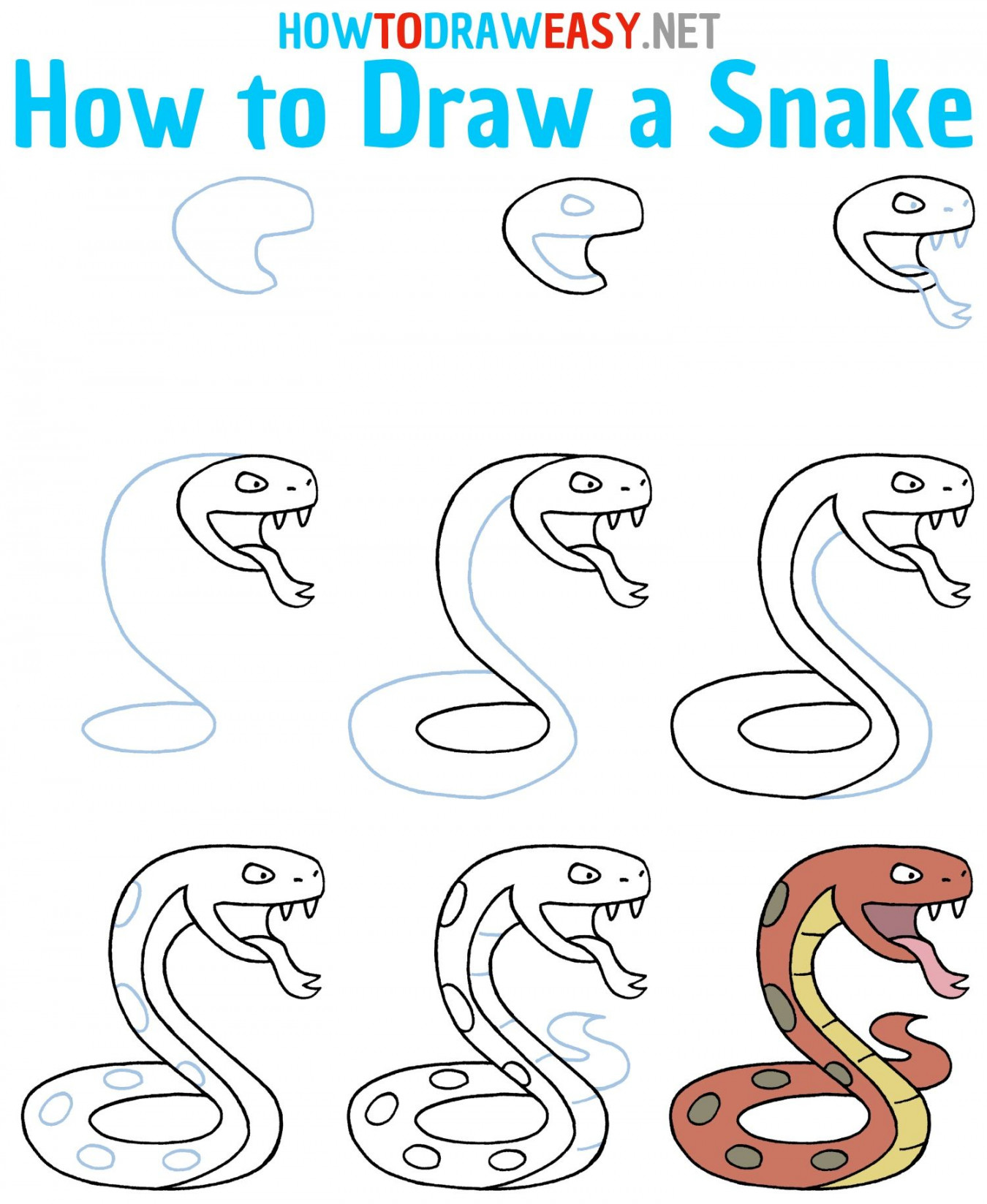 How to Draw a Snake Step by Step  Snake drawing, Easy doodles