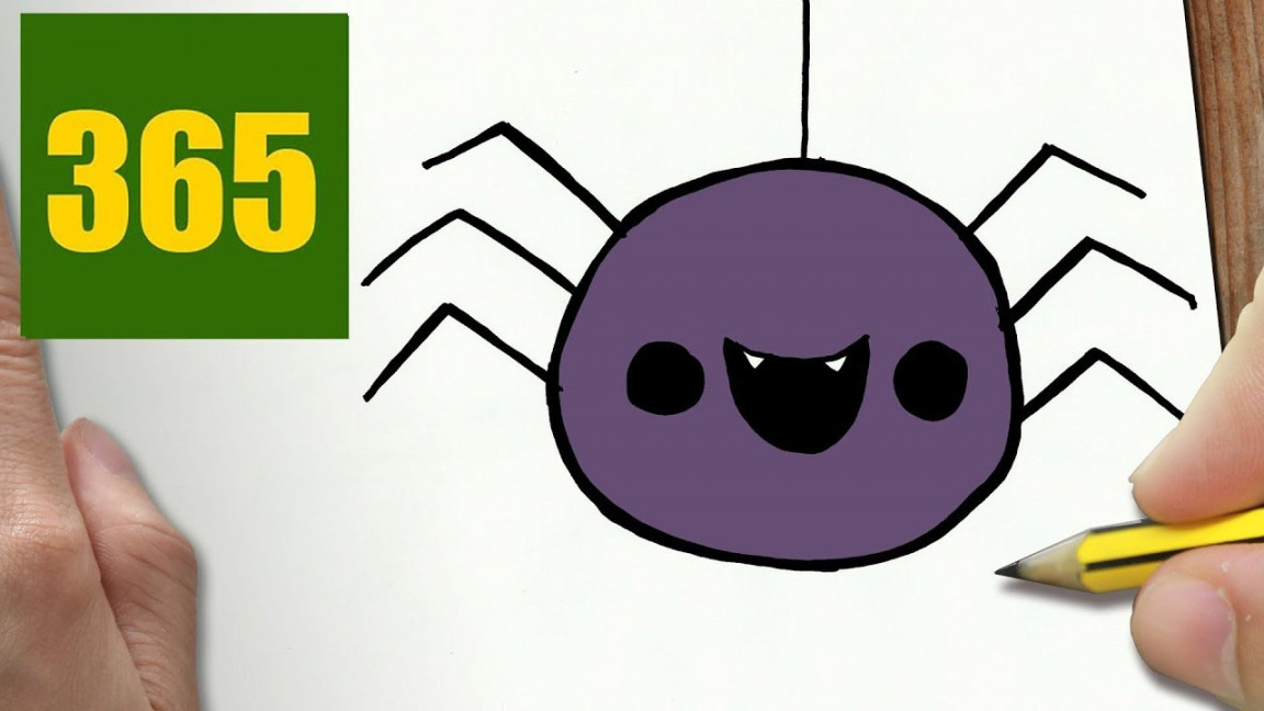 HOW TO DRAW A SPIDER CUTE, Easy step by step drawing lessons for kids