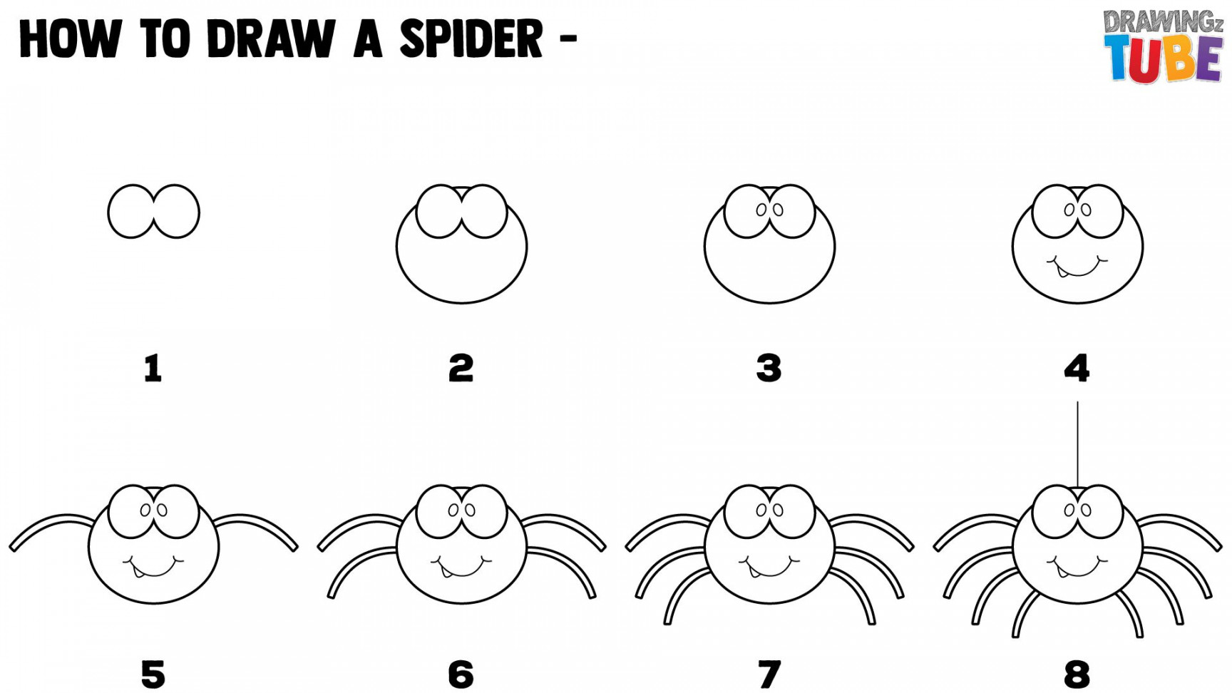 How to Draw a Spider for Kids  Halloween Spider Drawing  Leer