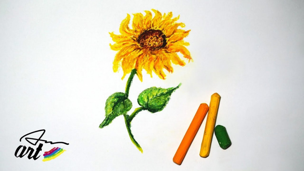 How To Draw a Sunflower with Oil Pastels