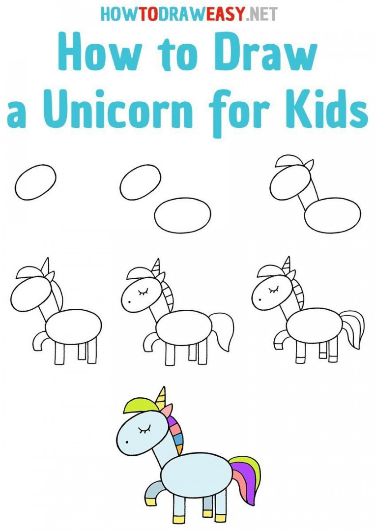 How to Draw a Unicorn Step by Step  Drawing lessons for kids