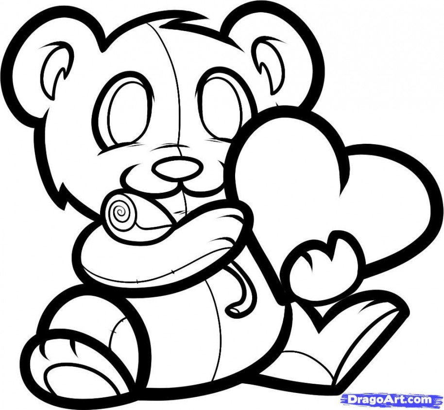 How to Draw a Valentines Bear, Valentine Bear, Step by Step