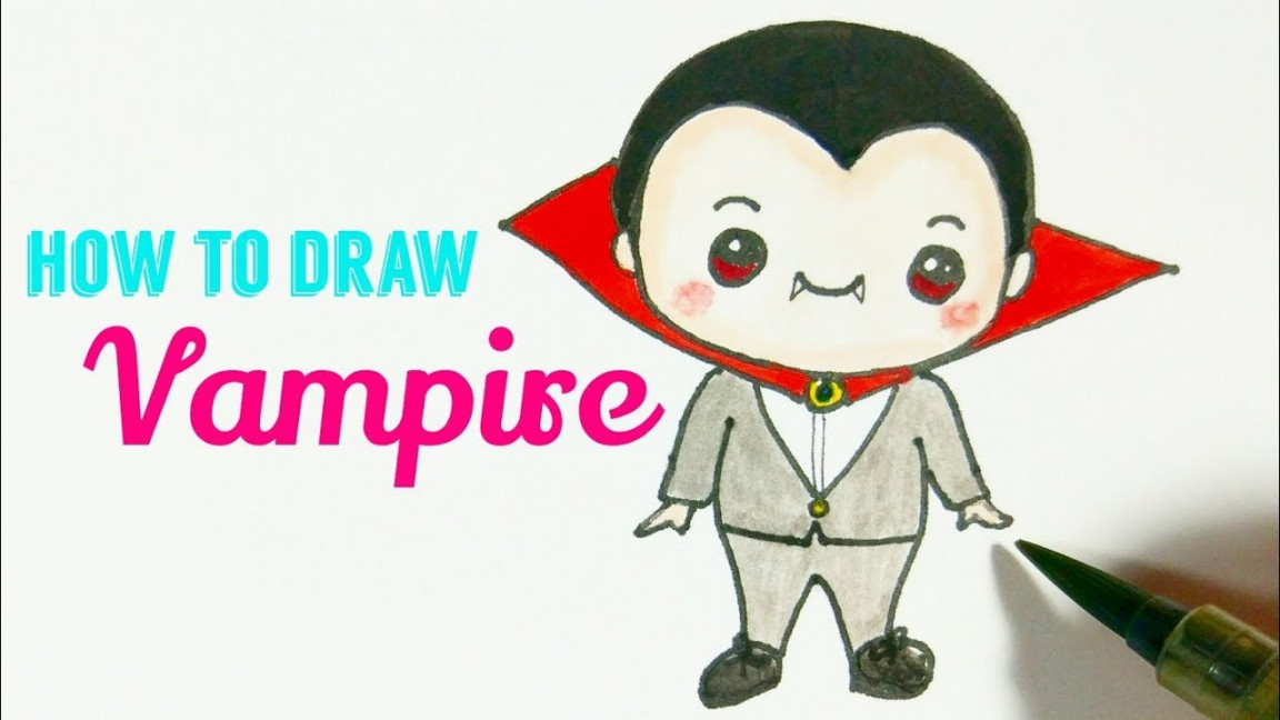 HOW TO DRAW A VAMPIRE  Cute Halloween Vampire Easy Drawing For Kids ( Step  by Step )