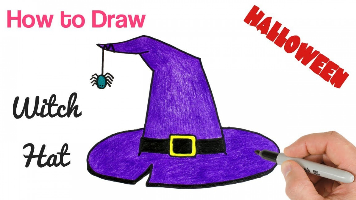 How to Draw a Witch Hat  Halloween Drawings step by step