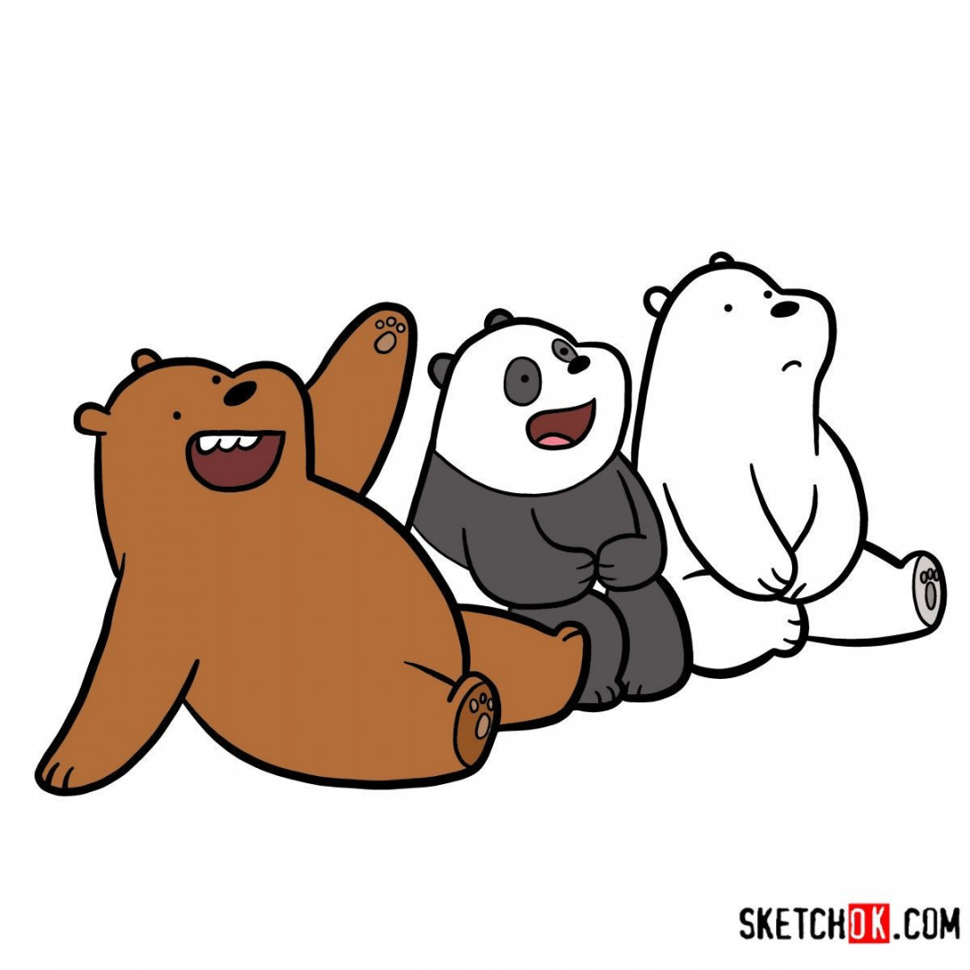 How to draw all three bears together  We Bare Bears - Step by