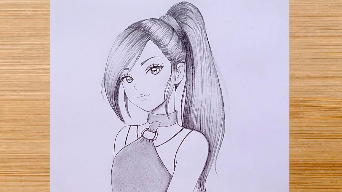 How to draw Anime GIRL - step by step  Pencil Sketch for beginners