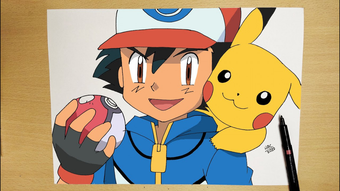 How to draw Ash and Pikachu  Step by step  Pokémon