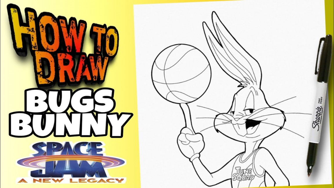 HOW TO DRAW BUGS BUNNY FROM SPACE JAM   STEP BY STEP  como dibujar a  bugs bunny de space jam