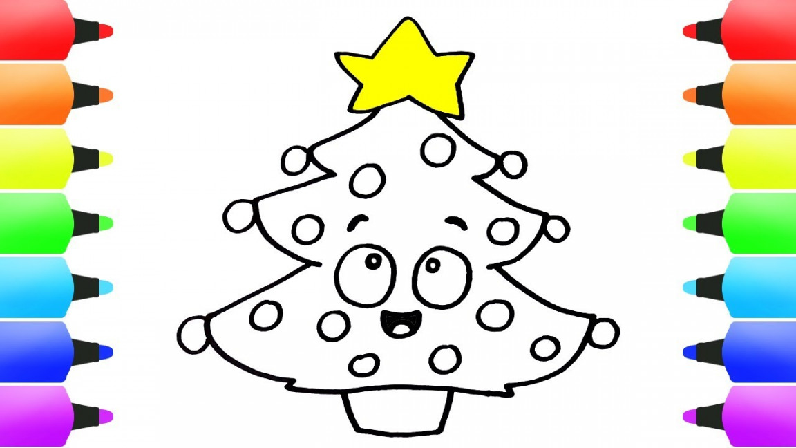 How to Draw Christmas Tree Easy! Coloring Pages for Kids: Easy Xmas Art and  Drawings for Children