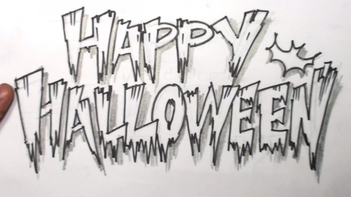 How to Draw Cool Letters - Happy Halloween in Scary Letters  Happy  halloween signs, Happy halloween font, Halloween fonts