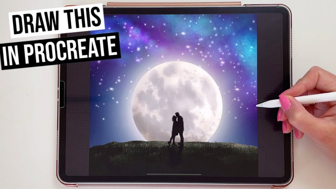 How to draw Draw Moon Scene with Procreate on iPad  Step by step drawing  tutorial for beginners