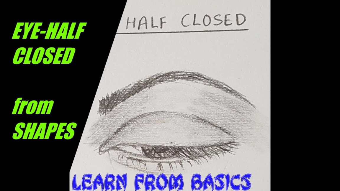 How to draw EYES - HALF CLOSED from SHAPES / REALISTIC EYES/ very EASY/  Step by step /for beginners