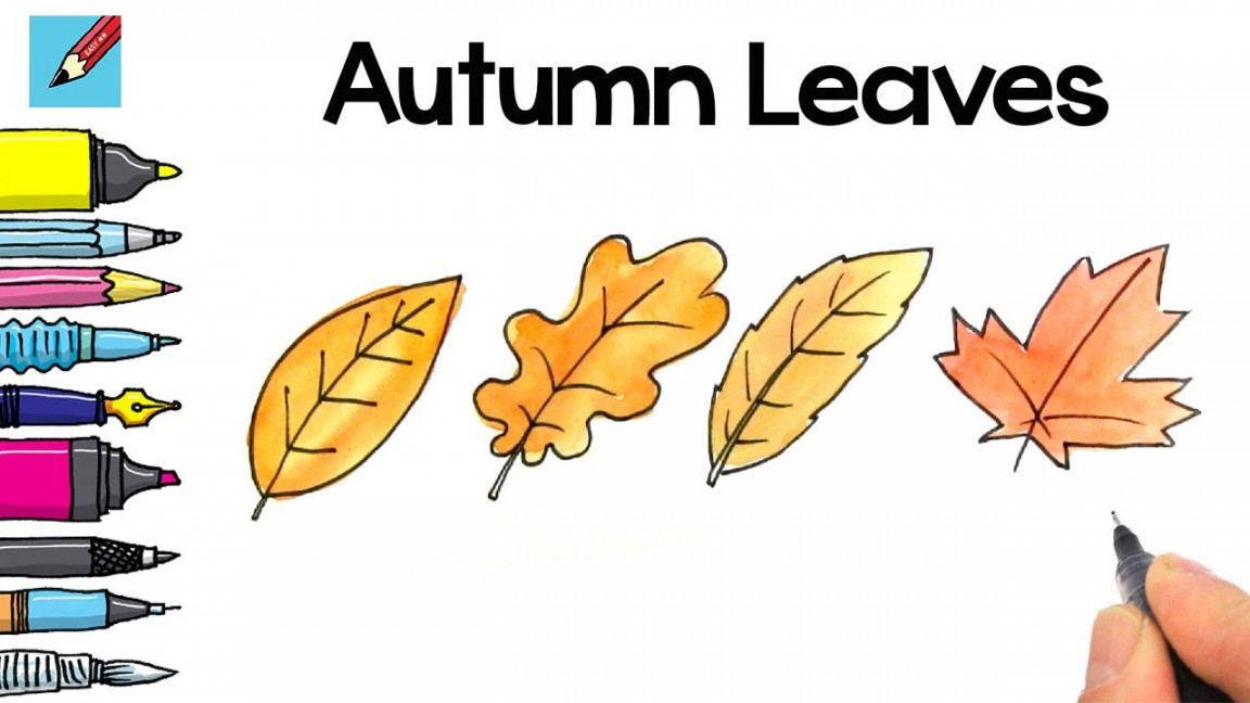 How to draw Fall Leaves Real Easy - Autumn - Easy Step by Step - Spoken  Instructions