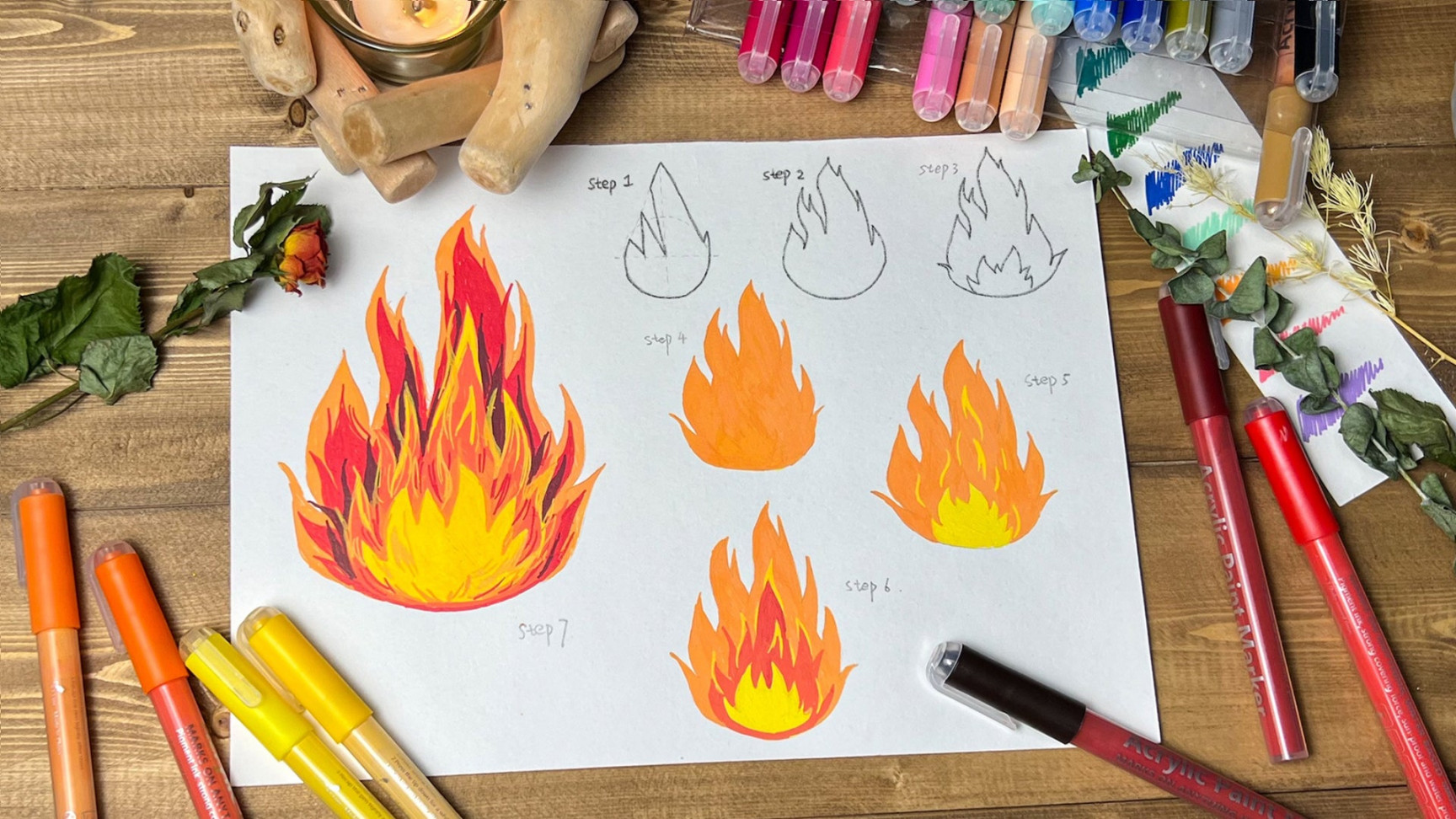 How to Draw Fire Step by Step