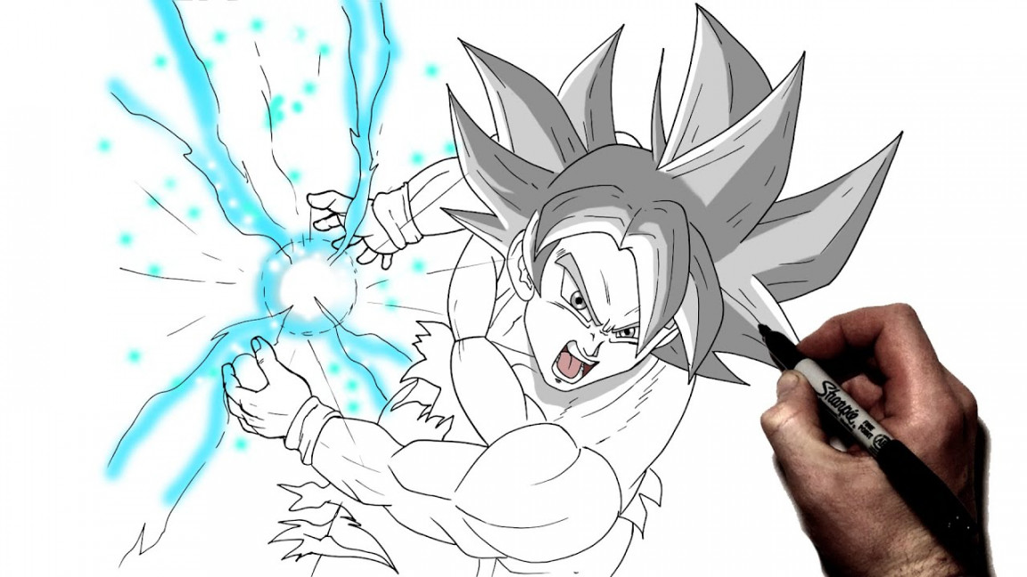 How To Draw Goku MUI Kamehameha  Step By Step  Dragon Ball