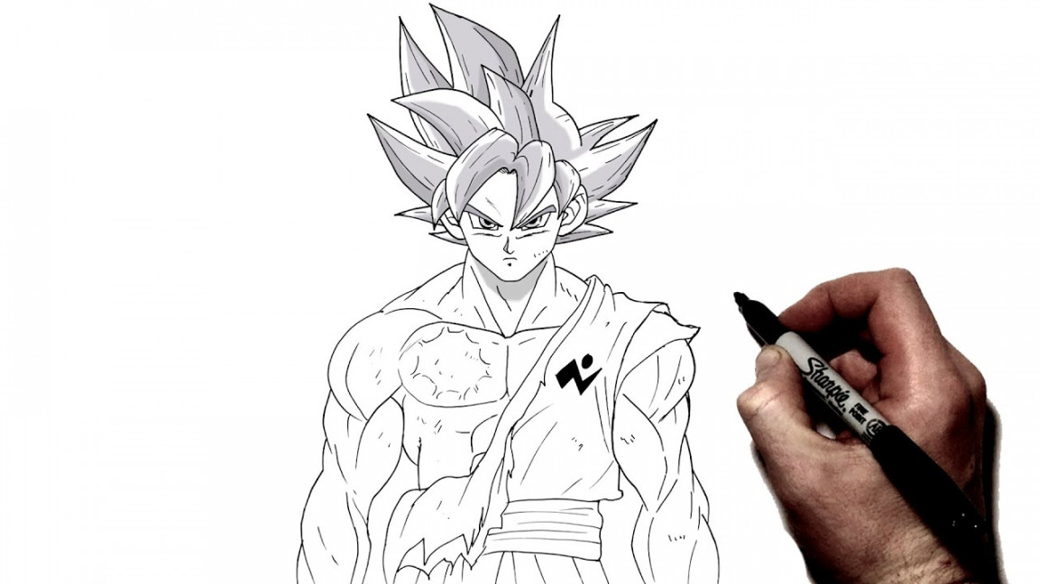 How To Draw Goku MUI (Ripped Gi)  Step By Step  Dragon Ball