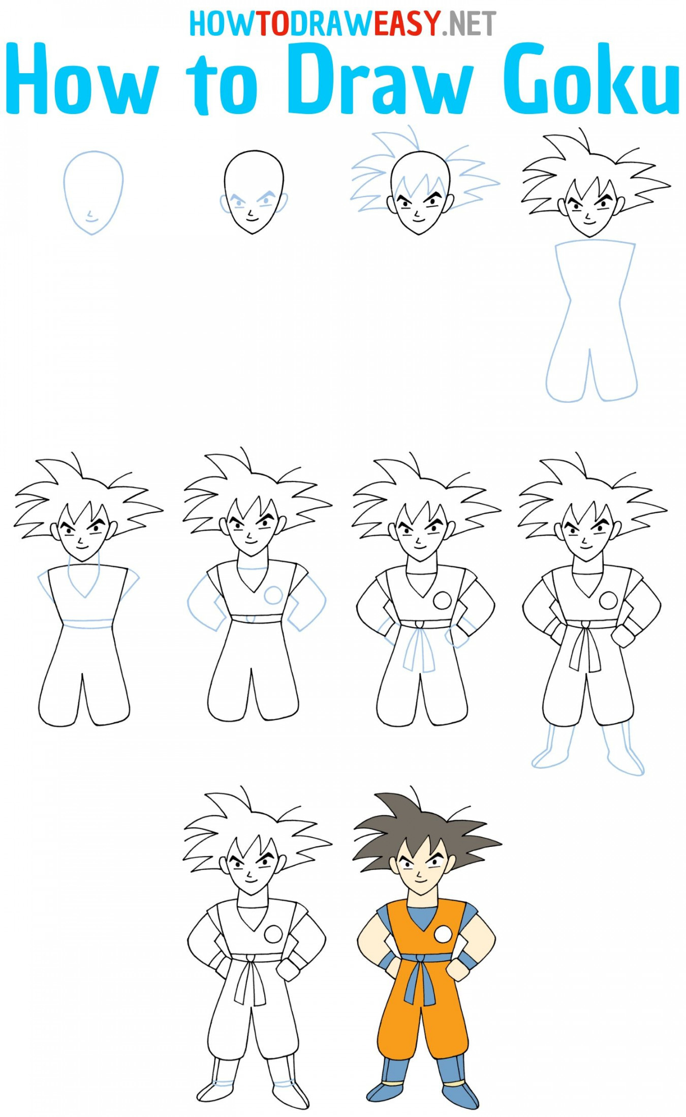 How to Draw Goku Step by Step  Goku drawing, Easy drawings for