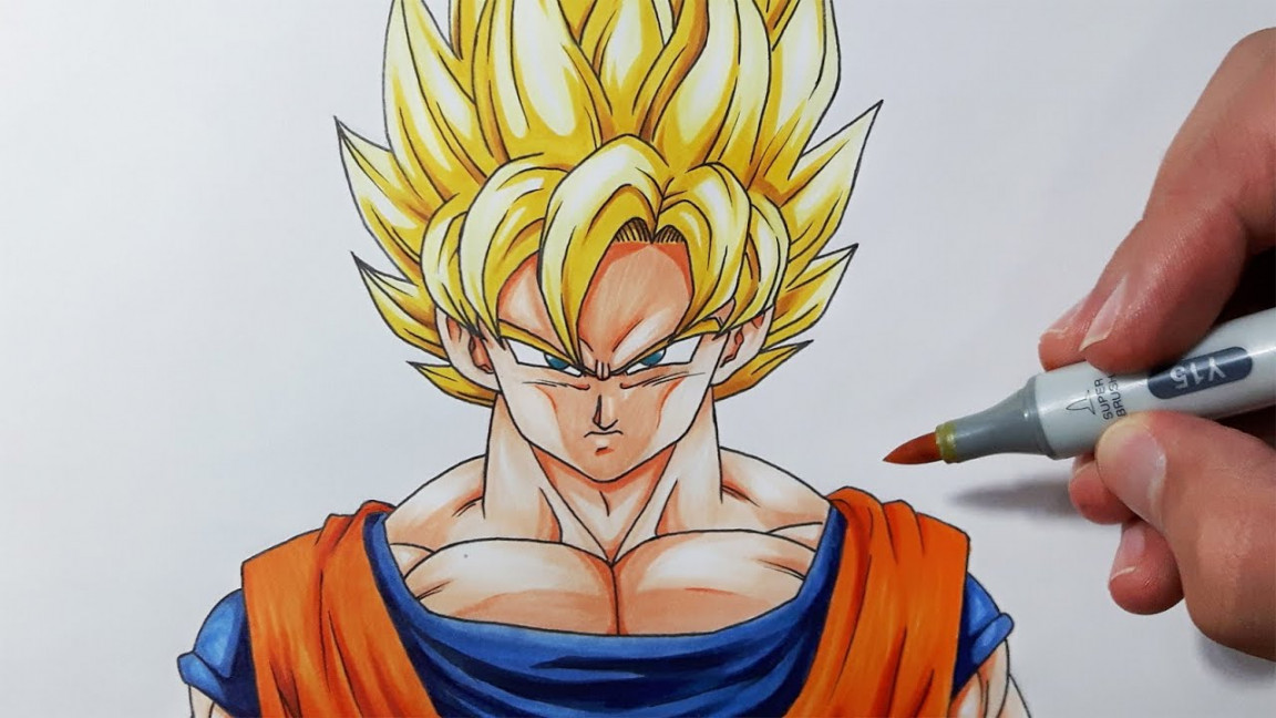 How to draw Goku Super Saiyan - Step by Step Tutorial!