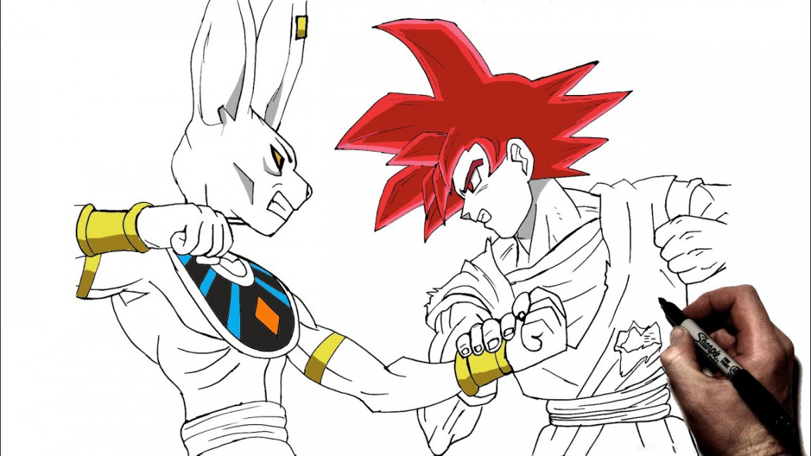 How To Draw Goku vs Beerus  Step by Step  Dragonball