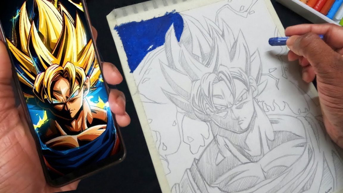 How to draw Goku with Oil Pastels  Goku Drawing Step by Step