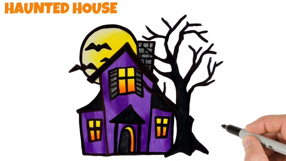 How to Draw Haunted House  Halloween Drawings for Beginners