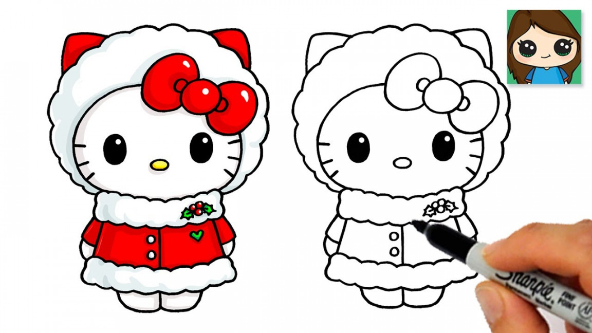 How to Draw Hello Kitty Christmas Easy