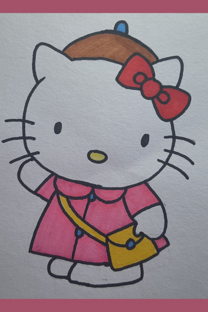 How to draw Hello Kitty l How to paint Hello Kitty using Markers l