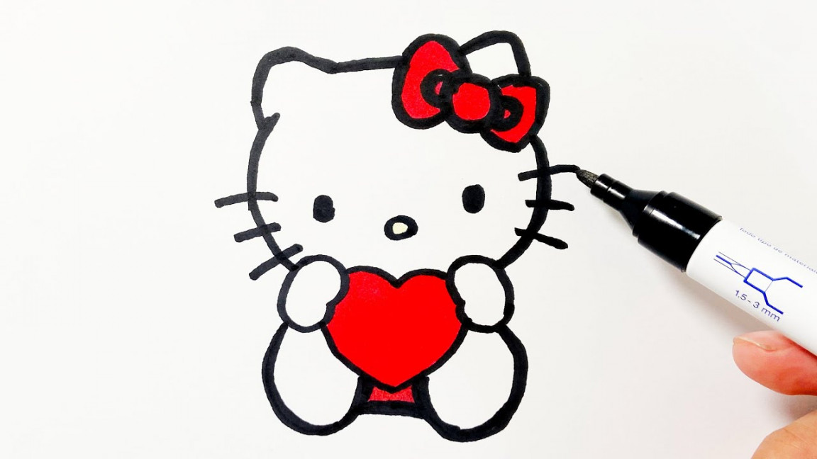 How to Draw Hello Kitty with a Heart