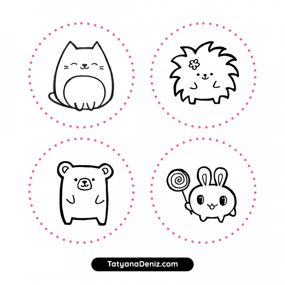 How to Draw Kawaii Animals:  Easy Step-by-step Tutorials