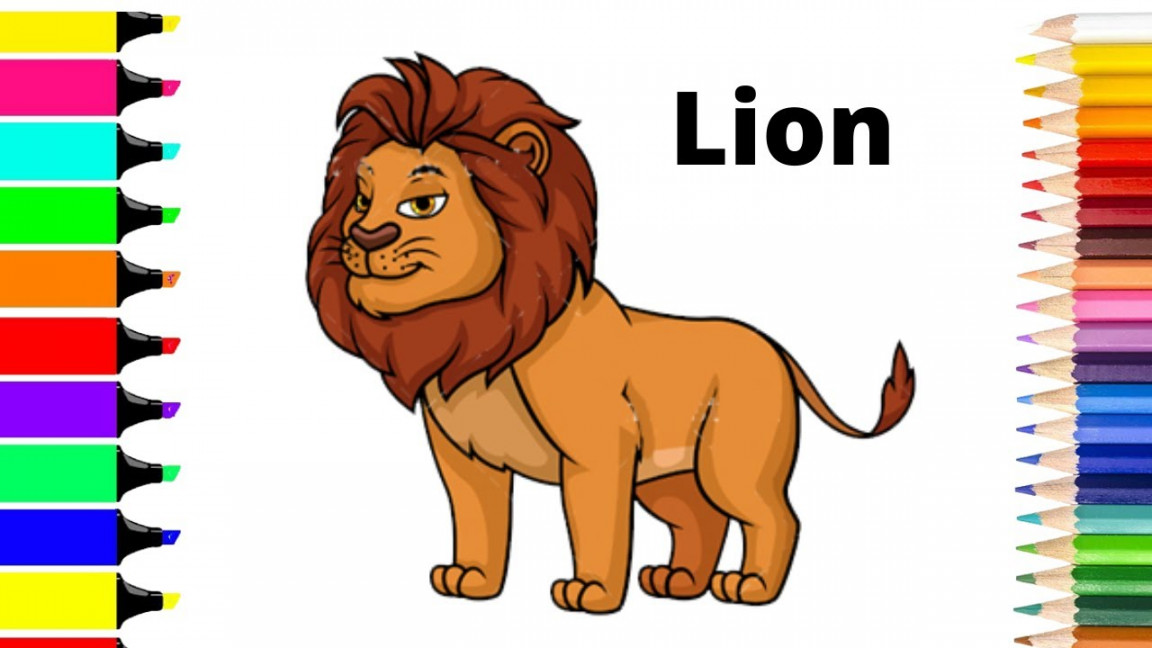 How to draw lion and Colour  Lion Coloring Page for kids