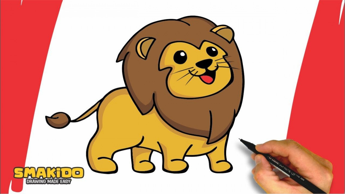 How to Draw Lion For Kids  Easy Lion Drawing Step by Step Tutorial