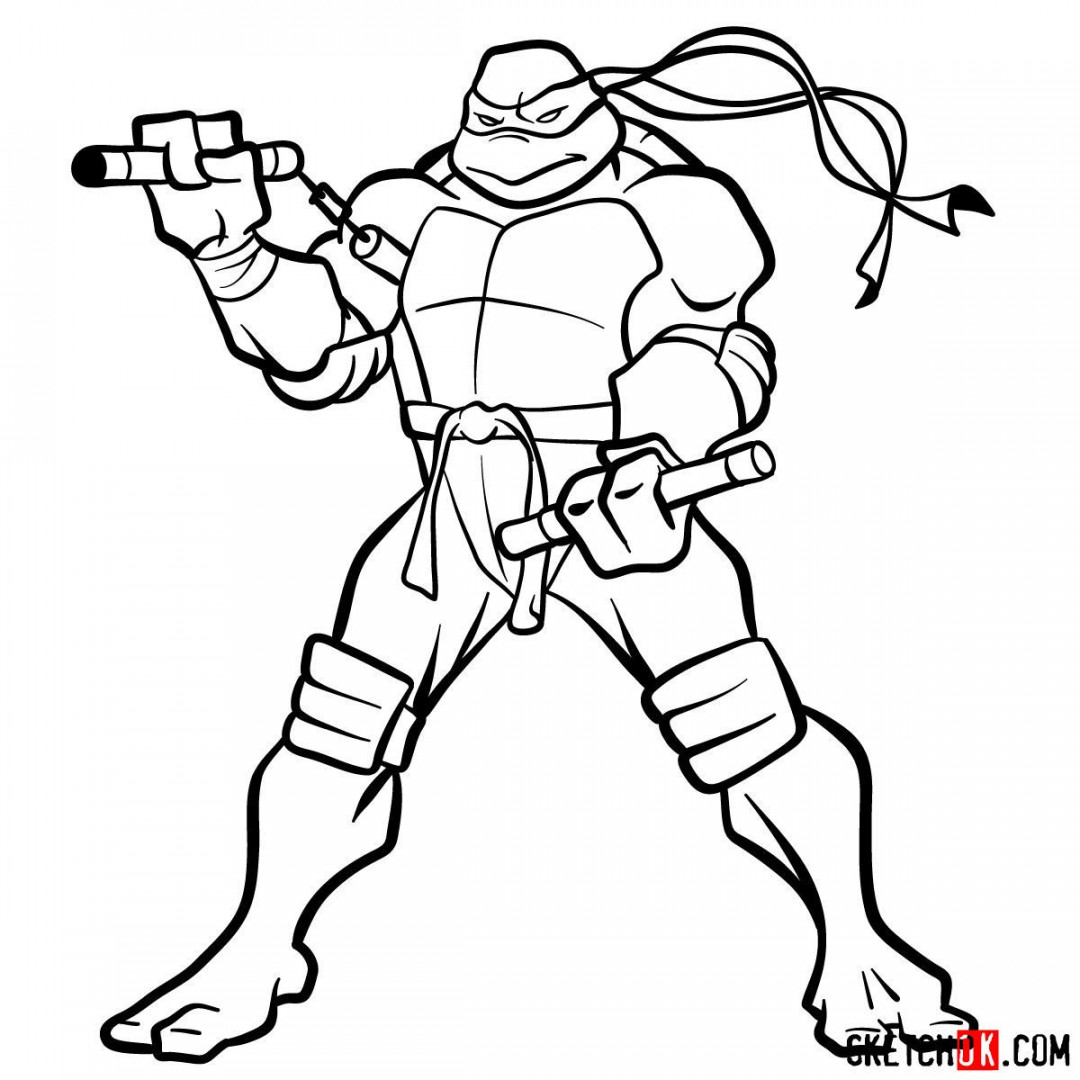 How to draw Michaelangelo ninja turtle - Step by step drawing