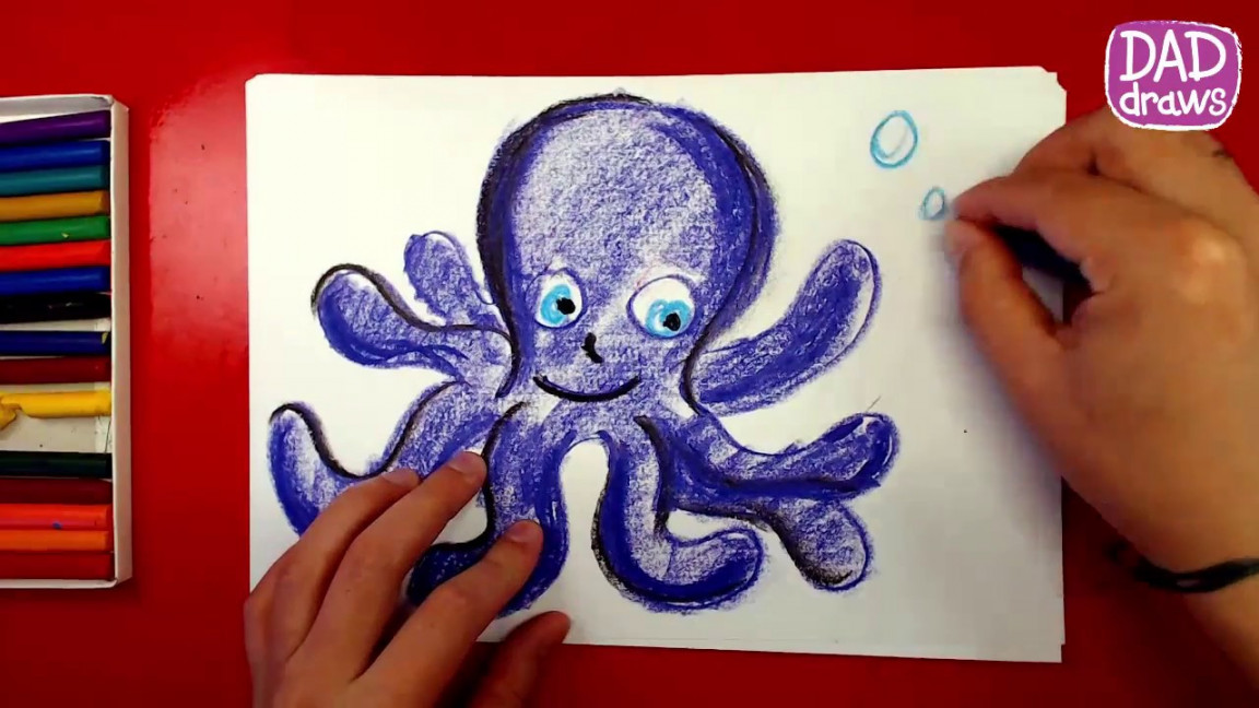 How to draw Octopus / Oil Pastels / art for kids