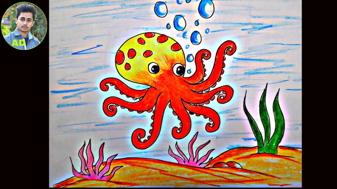 How to draw Octopus step by step  How to Draw Underwater scenery