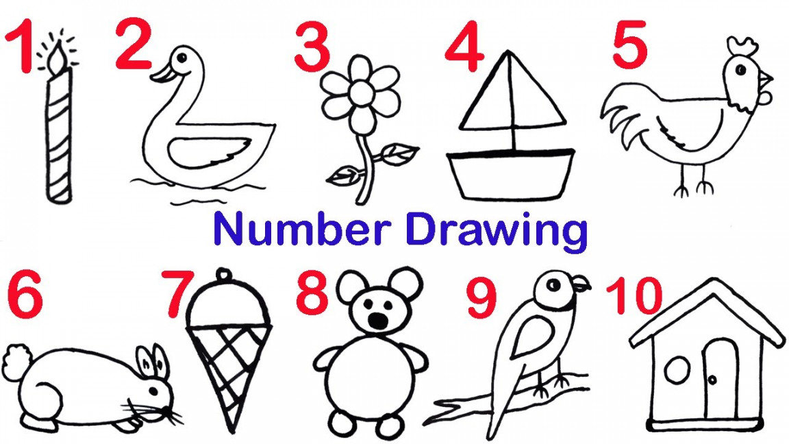 How to draw pictures using numbers  to 0  Number Drawing easy step by  step