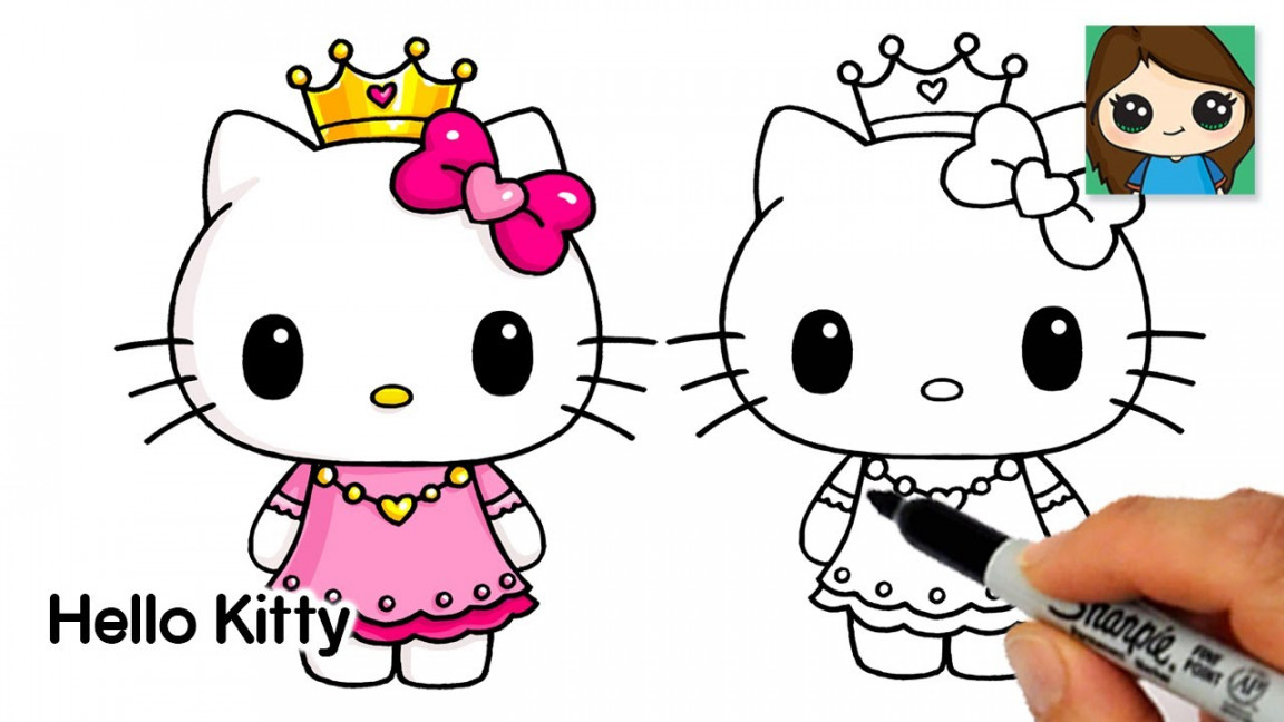 How to Draw Princess Hello Kitty 👑