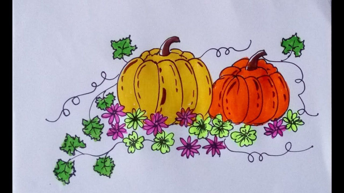 How to draw pumpkin  Thanksgiving pumpkin painting ideas  Plant