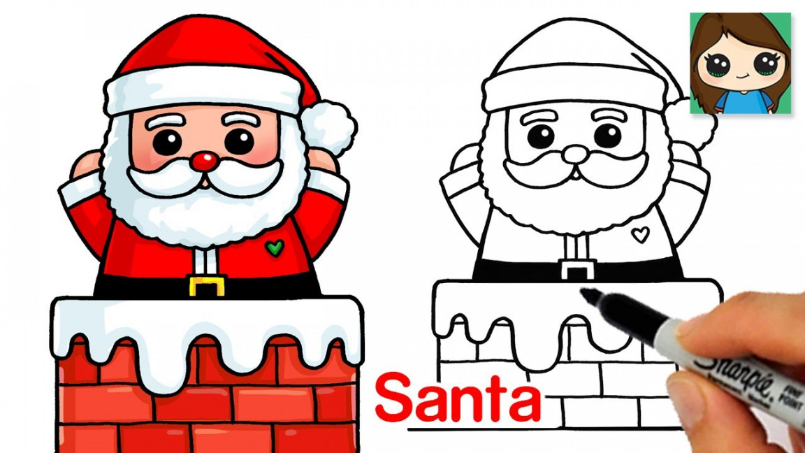 How to Draw Santa Claus in a Chimney Easy 🎅🏻 Christmas Art