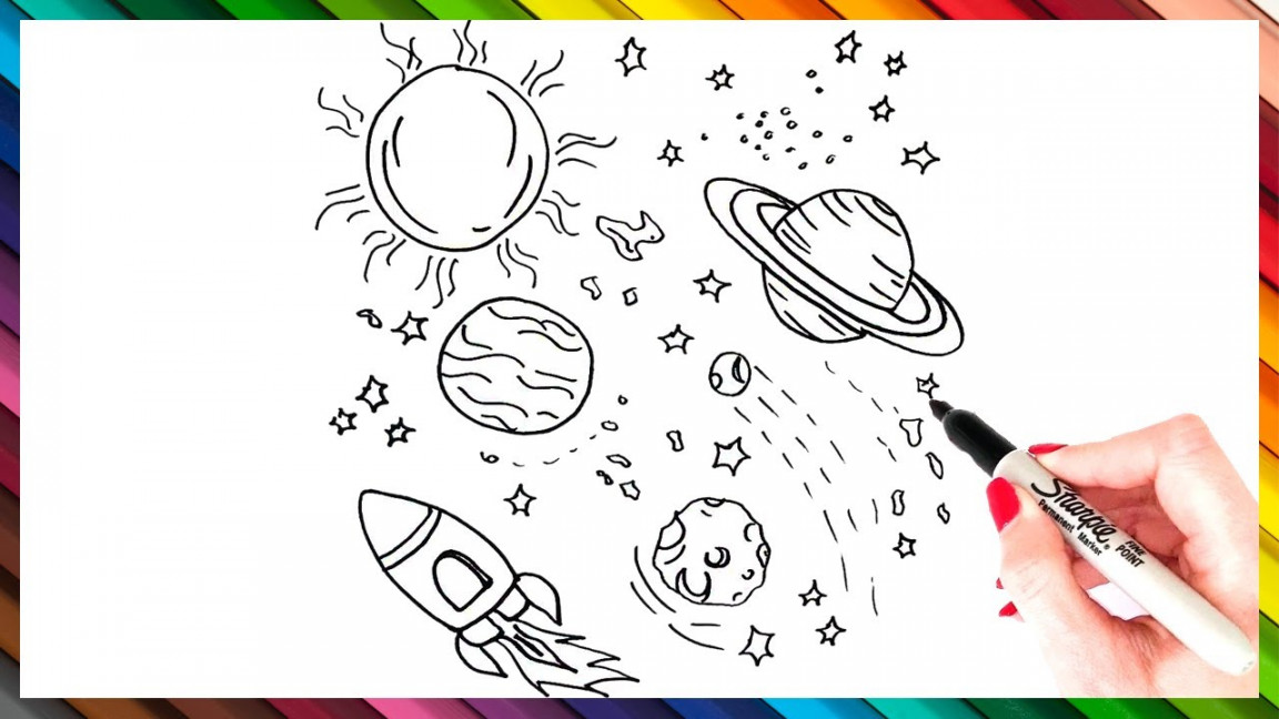 How To Draw Space Step By Step 🚀🪐 Space Drawing EASY