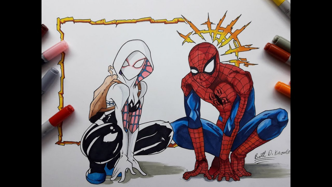 How to Draw SPIDER-GWEN  Spider-Man: Into the Spider-Verse  Easy Steps