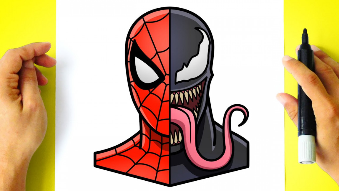 How to DRAW SPIDER-MAN vs VENOM step by step