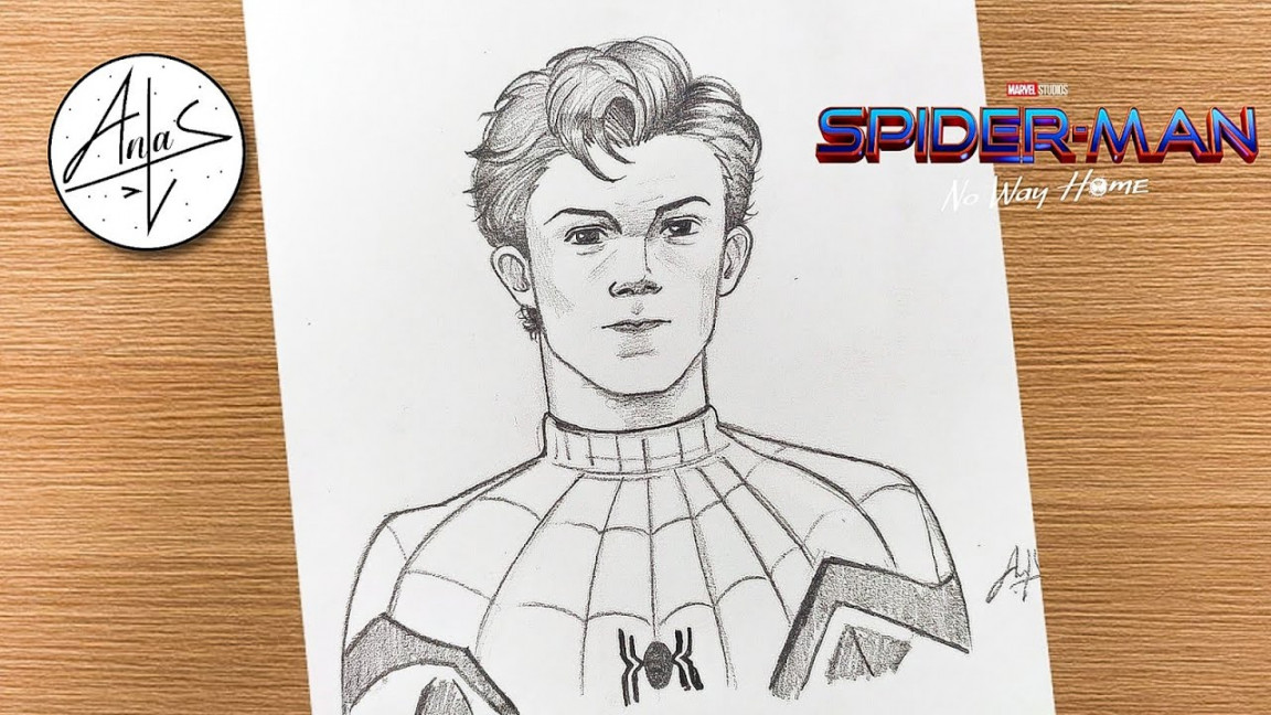 How To Draw Spiderman 🕷️ How To Draw Tom Holland Spider Man sketch (step  by step)