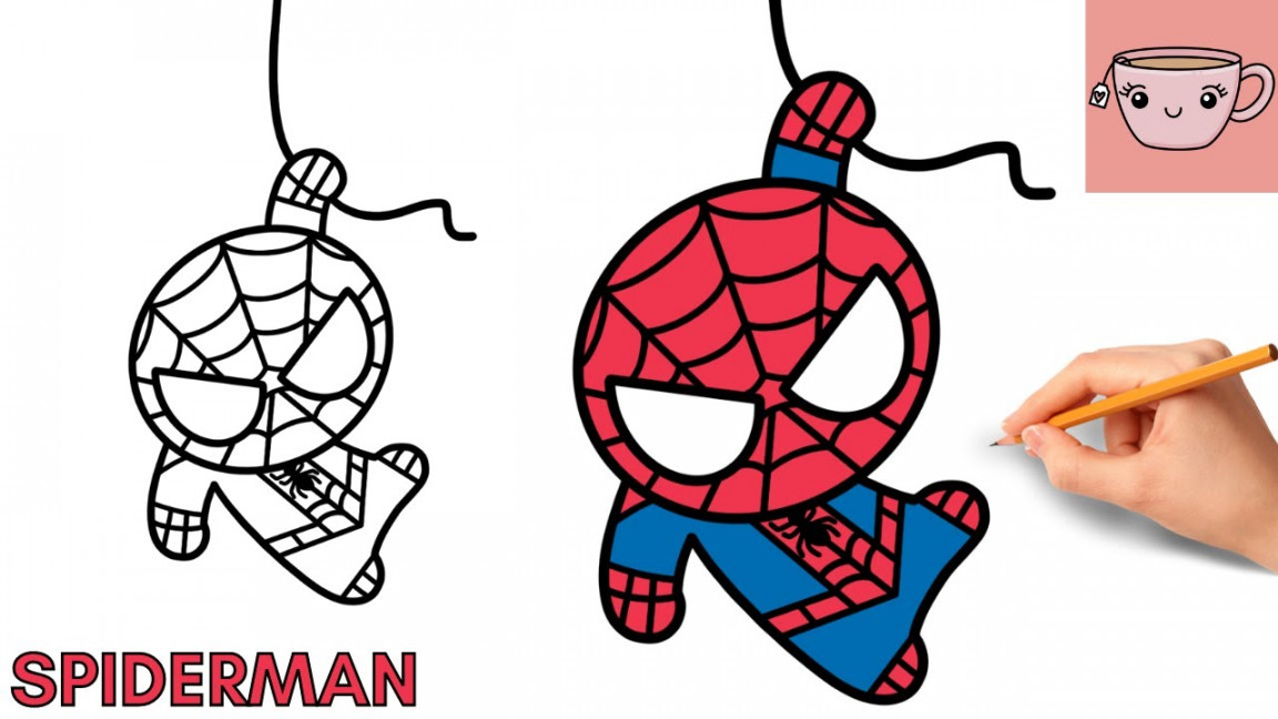 How To Draw Spiderman  Miniso Marvel Style  Cute Easy Step By Step  Drawing Tutorial