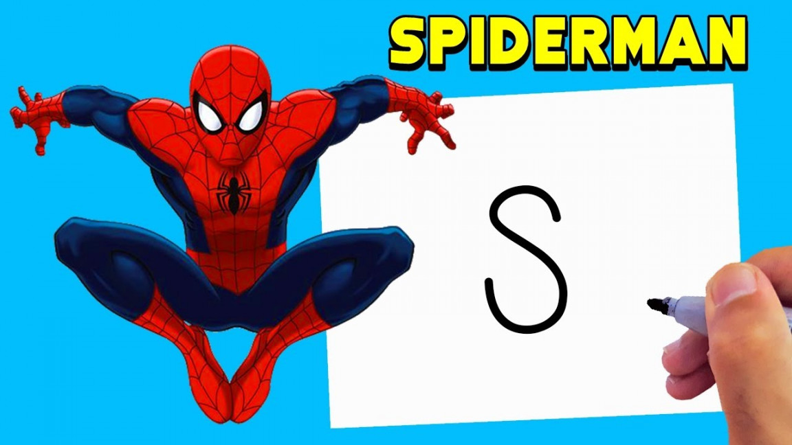 How to draw Spiderman With letter S easy for beginners