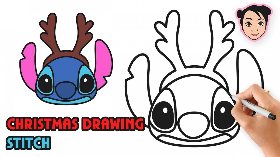 HOW TO DRAW STITCH  CHRISTMAS LILO AND STITCH - EASY STEP BY STEP DRAWING  TUTORIAL