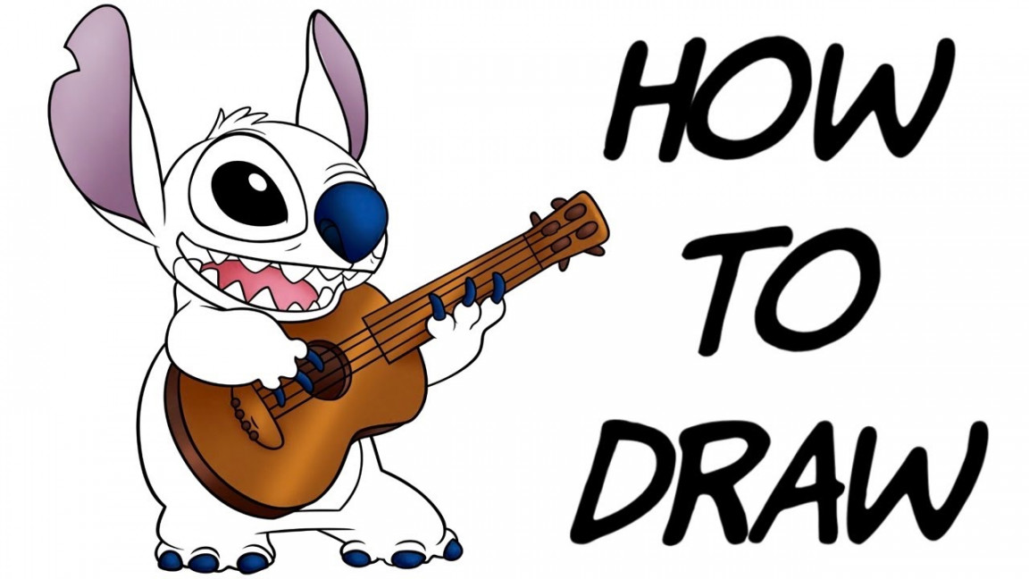 How to draw Stitch playing guitar